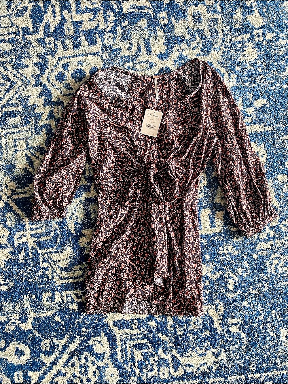 Free People Part Time Lover Mini Dress Black & Pink XS